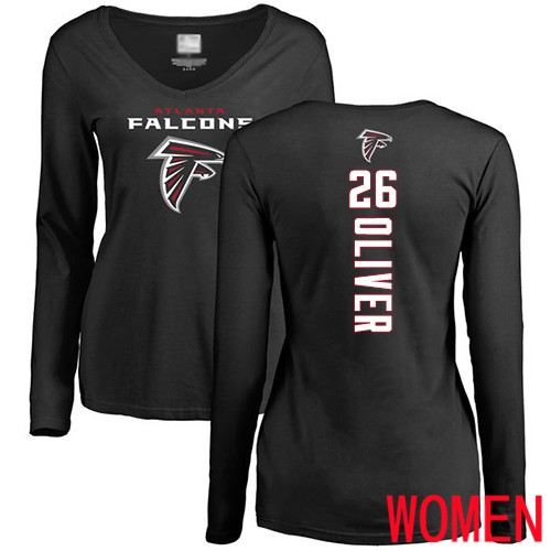 Atlanta Falcons Black Women Isaiah Oliver Backer NFL Football #26 Long Sleeve T Shirt